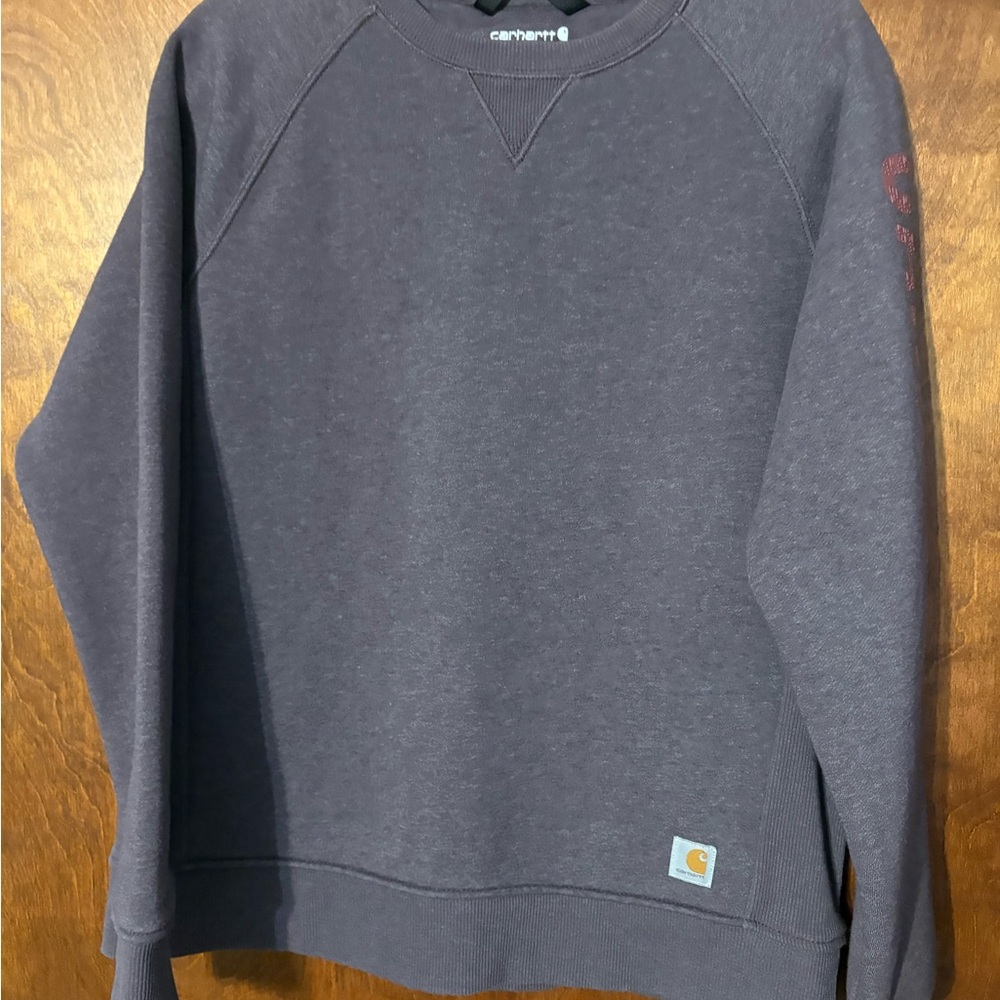 Carhartt Gray Crewneck Sweatshirt with Ribbed Cuffs
